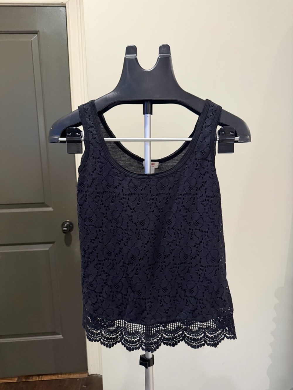 Mossimo Supply Co. Navy Lace Overlay Tank Top